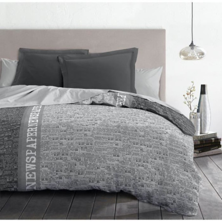 NEWSPAPER Parure de couette Microfibre - Gris - 220x240 cm 26,99 €