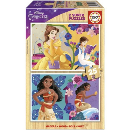 DISNEY PRINCESS (BELLA + VAIANA) - 2 puzzles en bois 21,99 €