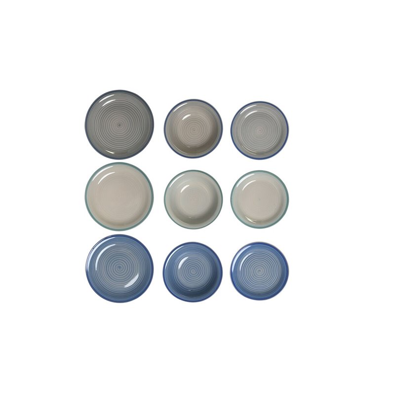 Image secondaire de Assietes DKD Home Decor 26,5 x 26,5 x 3 cm Bleu Bleu ciel Grès 18 Pièces