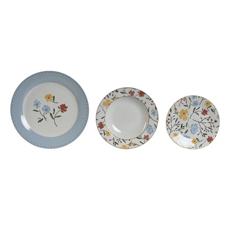 Assietes DKD Home Decor Floral Porcelaine Bleu Blanc 27 x 27 x 3 cm 18 P 129,99 €