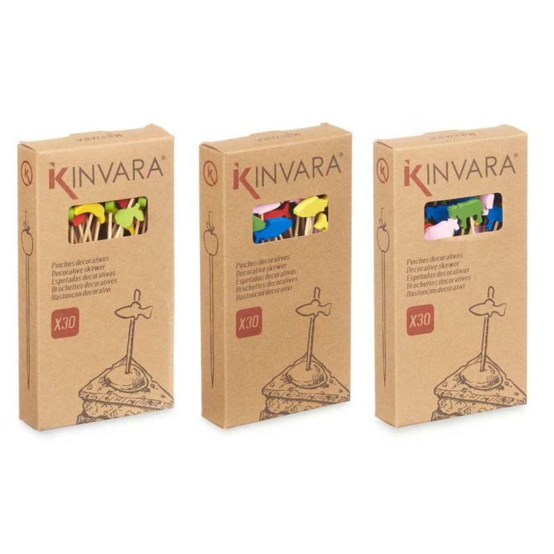Image secondaire de Ensemble de brochettes pour barbecue Brochette Décoré Bambou 2,5 x 0,4 x 12,5 cm (24 Unités)