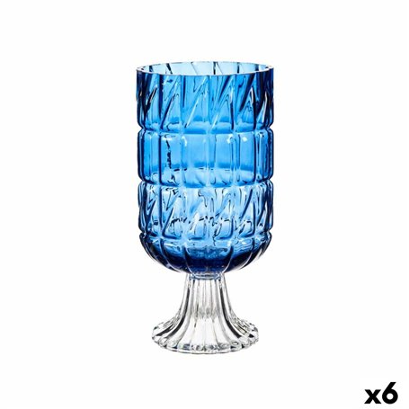Vase Taillé Bleu Verre 13 x 26,5 x 13 cm (6 Unités) 132,99 €