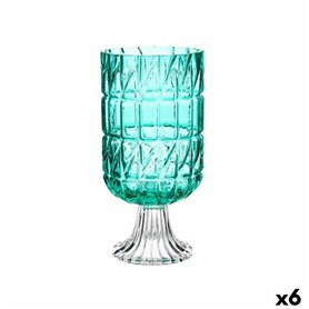 Vase Taillé Turquoise Verre 13 x 26,5 x 13 cm (6 Unités) 132,99 €