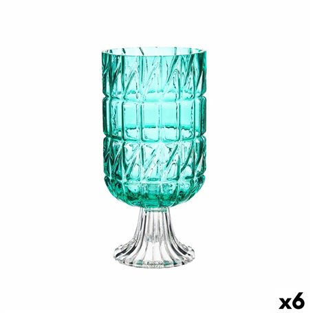 Vase Taillé Turquoise Verre 13 x 26,5 x 13 cm (6 Unités) 132,99 €