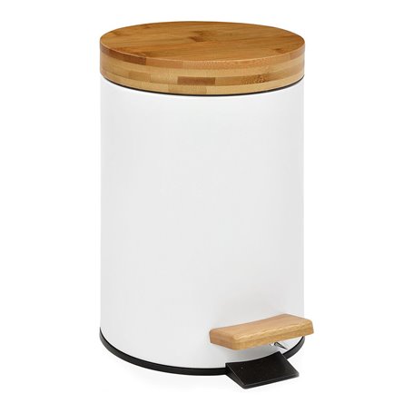 Poubelle à pédale Andrea House Blanc Mat Métal Bambou 3 L (Ø 17 x 26 cm) 58,99 €