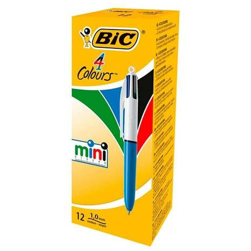 Stylo à encre liquide Bic Mini 4Colours Bleu Blanc 0,32 mm (12 Pièces)