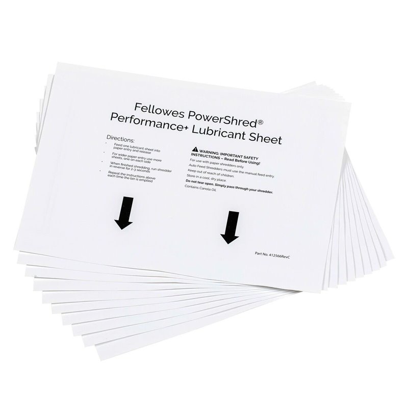 Fellowes 4025601 accessoire pour déchiqueteuse à papier 10 pièce(s) Feuilles lubrifiantes