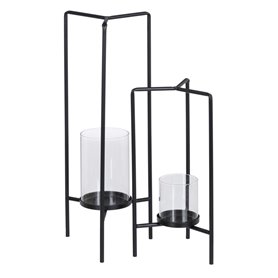 Bougeoir 18,5 x 16,5 x 50 cm Verre Noir Métal (2 Unités) 92,99 €