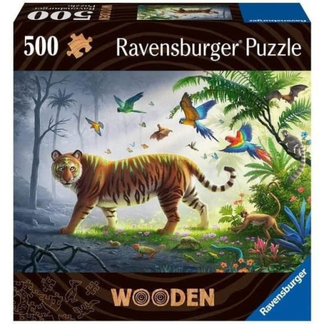 Puzzle en bois - Rectangulaire - 500 pcs - Tigre de la jungle - Adulte - 37,99 €
