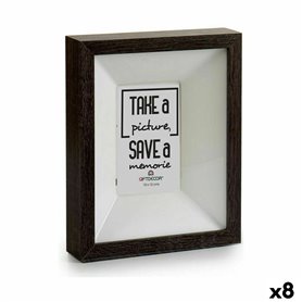 Porte photos mural Bois Verre Brun foncé 5 x 27,1 x 22,5 cm (8 Unités)