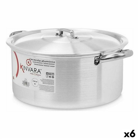 Casserole avec Couvercle Argenté Aluminium 8 L (6 Unités)