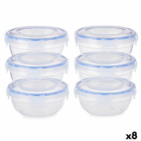 Ensemble de Boîtes à Lunch Hermétique Bleu Transparent Plastique 800 ml 