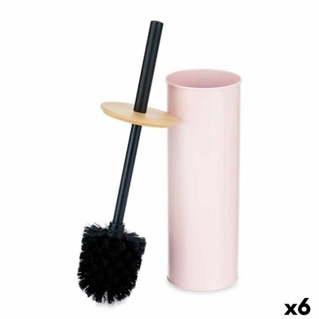 Brosse de salle de wc Rose Métal Bambou Plastique 9,5 X 27 X 9,5 cm (6 U