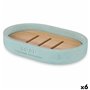 Porte-savon Bleu Résine Bambou 12,5 x 2,5 x 8,5 cm (6 Unités)