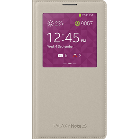 Etui à rabat à zone transparente Samsung beige pour Samsung Galaxy Not