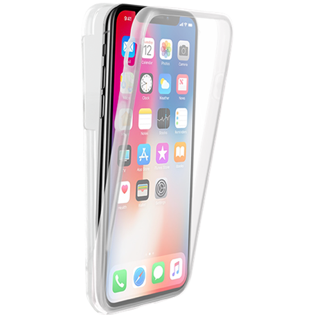 Coque intégrale 360° transparente pour iPhone X/XS