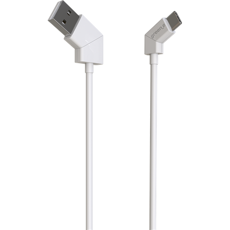 Câble USB-C/USB blanc Green_e avec embouts rotatifs 180° 3A 