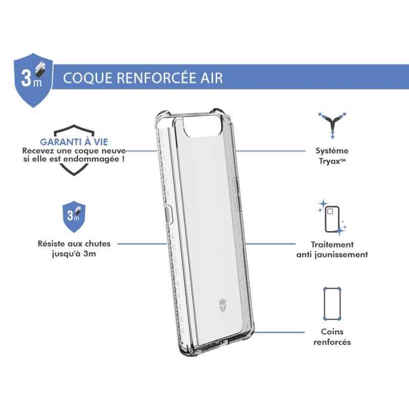 Image secondaire de Coque Renforcée Samsung G A80 AIR Transparente - Garantie à vie Force