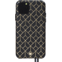 Coffret coque en Cuir embossé St Germain Noire avec bandoulière dorée 