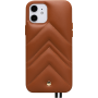 Coque iPhone 12 mini Louvre en Cuir matelassé Cognac Artefakt