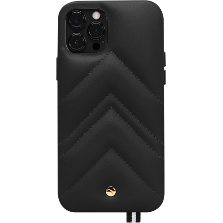 Coque iPhone 12 Pro Max Louvre en Cuir matelassé Noire Artefakt