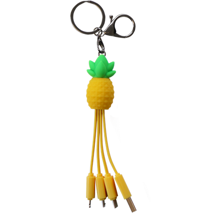 Câble 3 en 1 USB A/micro USB & USB C & Lightning 0,15m Ananas Yello Ko