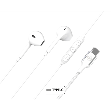 Ecouteurs USB C Bouton Garanti à vie Conception renforcée Blanc - 100%
