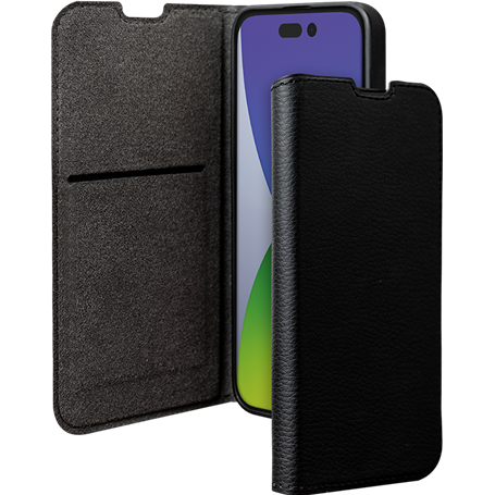 Etui Folio Wallet iPhone 14 Pro Support vidéo Noir - 65% Plastique rec