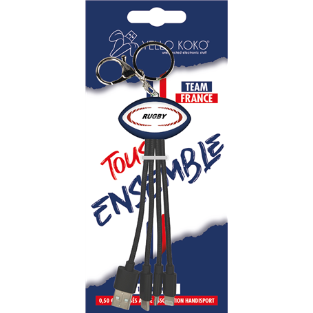 Câble 3 en 1 Andy Sport USB A/micro USB & USB C & Lightning 0,20m Rugb