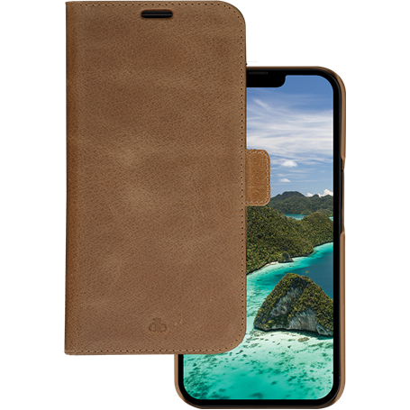 Folio 2 en 1 iPhone 14 Lynge en Cuir Tan DBramante1928