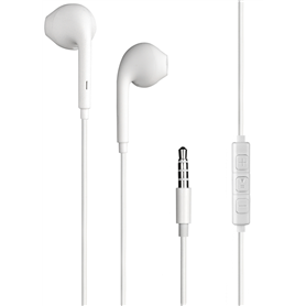 Ecouteurs Jack 3.5mm Bouton Télécommande et Micro Blanc - 70% Plastiqu