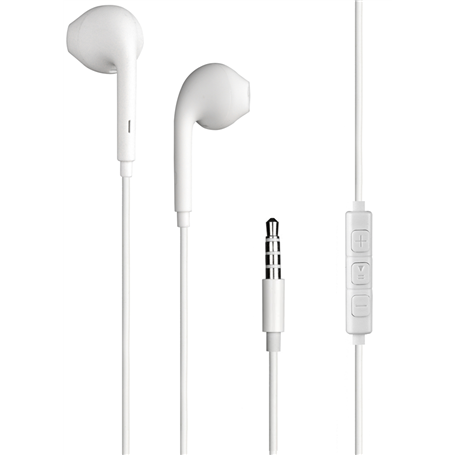 Ecouteurs Jack 3.5mm Bouton Télécommande et Micro Blanc - 70% Plastiqu
