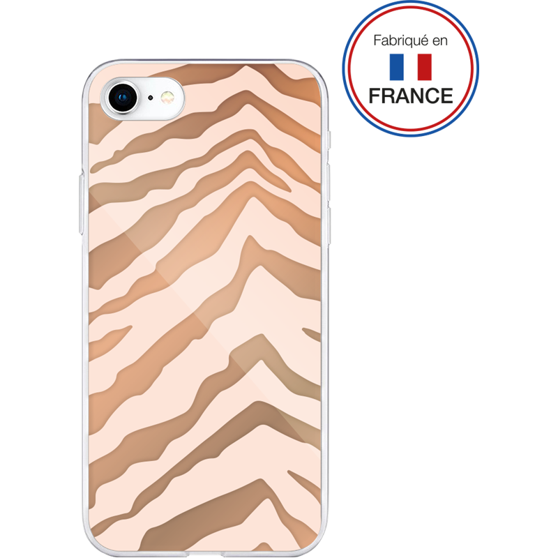 Coque Résine iPhone SE 2022/SE/8/7/6S/6 Zèbre rose Miroir - Fabriquée