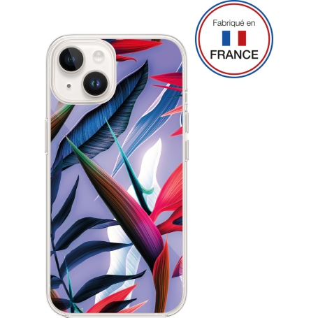 Coque Résine iPhone 13/14 Feuilles roses - Fabriquée en France Bigben