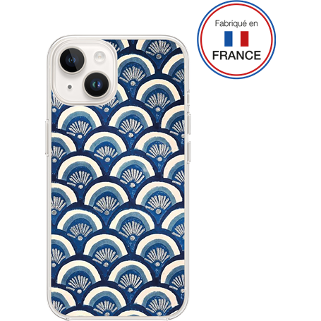 Coque Résine iPhone 13/14 Ecailles bleues - Fabriquée en France Bigben