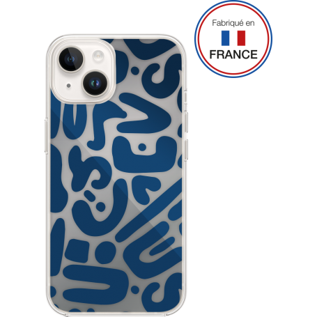 Coque Résine iPhone 13/14 Motifs bleus - Fabriquée en France Bigben