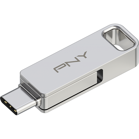 Clé OTG USB 3.2 256GB USB C & USB A Métal argent PNY
