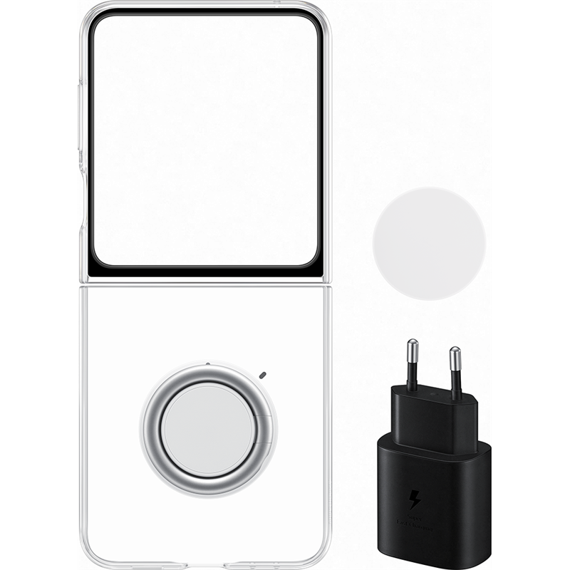 Pack Coque transparente avec support amovible et Chargeur secteur 25W