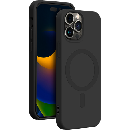 Coque Compatible MagSafe Silicone Noire pour iPhone 15 Pro Max Bigben