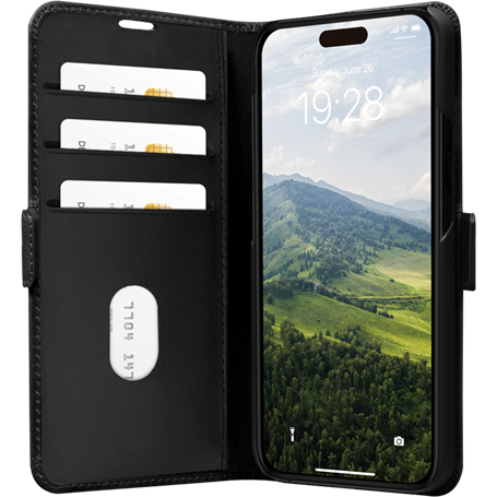 Etui Folio en Cuir Copenhagen Slim Noir pour iPhone 15 Pro Max DBraman