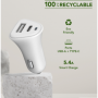 Double Chargeur voiture USB A+C 5.4A (2.4+3A) IC Smart Recyclable Blan