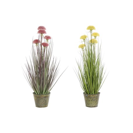 Plante décorative DKD Home Decor 30 x 30 x 78 cm Rose Métal Jaune PVC 