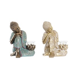 Figurine Décorative DKD Home Decor 17 x 14,5 x 23,7 cm Doré Buda Vert 
