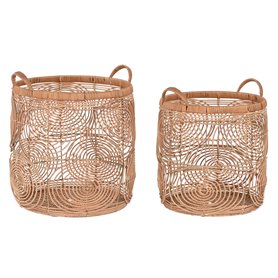 Set de basket DKD Home Decor Naturel Marron Clair Tropical 40 x 40 x 4