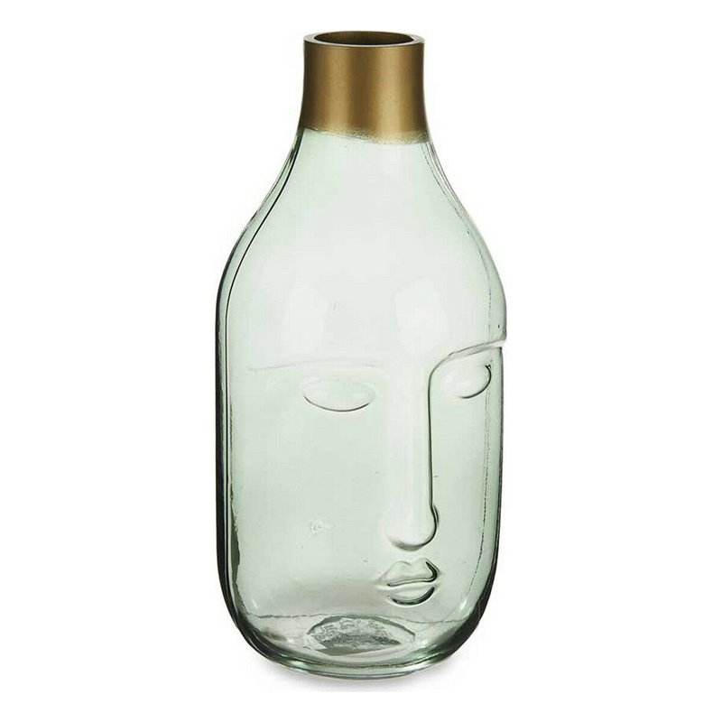 Vase Visage Vert verre (11 x 24,5 x 12 cm)