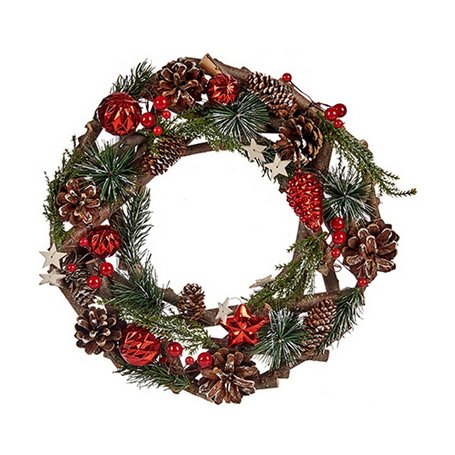 Couronne de Noël Bois Plastique 30 x 8 x 30 cm