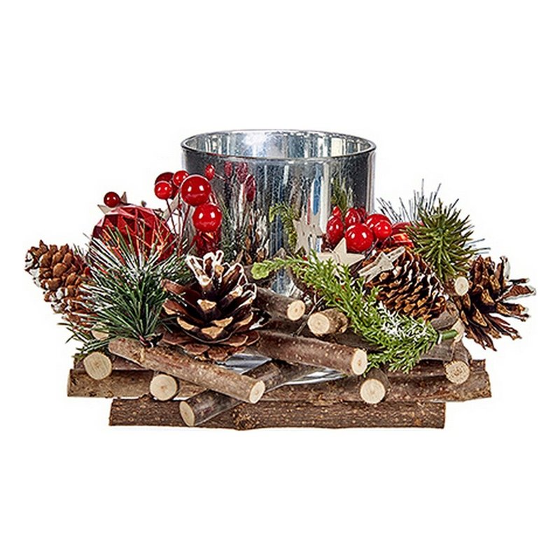 Bougeoirs de Noël Rouge Vert Argenté Naturel 20 x 11 x 20 cm