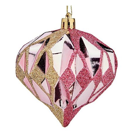 Boules de Noël Diamant Ø 8 cm Rose Doré Plastique 8 x 9 x 8 cm