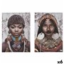 Jeu de 2 tableaux Toile Africaine 70 x 50 x 1,5 cm (6 Unités)