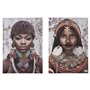 Jeu de 2 tableaux Toile Africaine 70 x 50 x 1,5 cm (6 Unités)